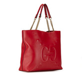 グッチ ロゴ チェーン ショルダーバッグ ハンドバッグ トートバッグ 453561 レッド レザー レディース GUCCI 【中古】